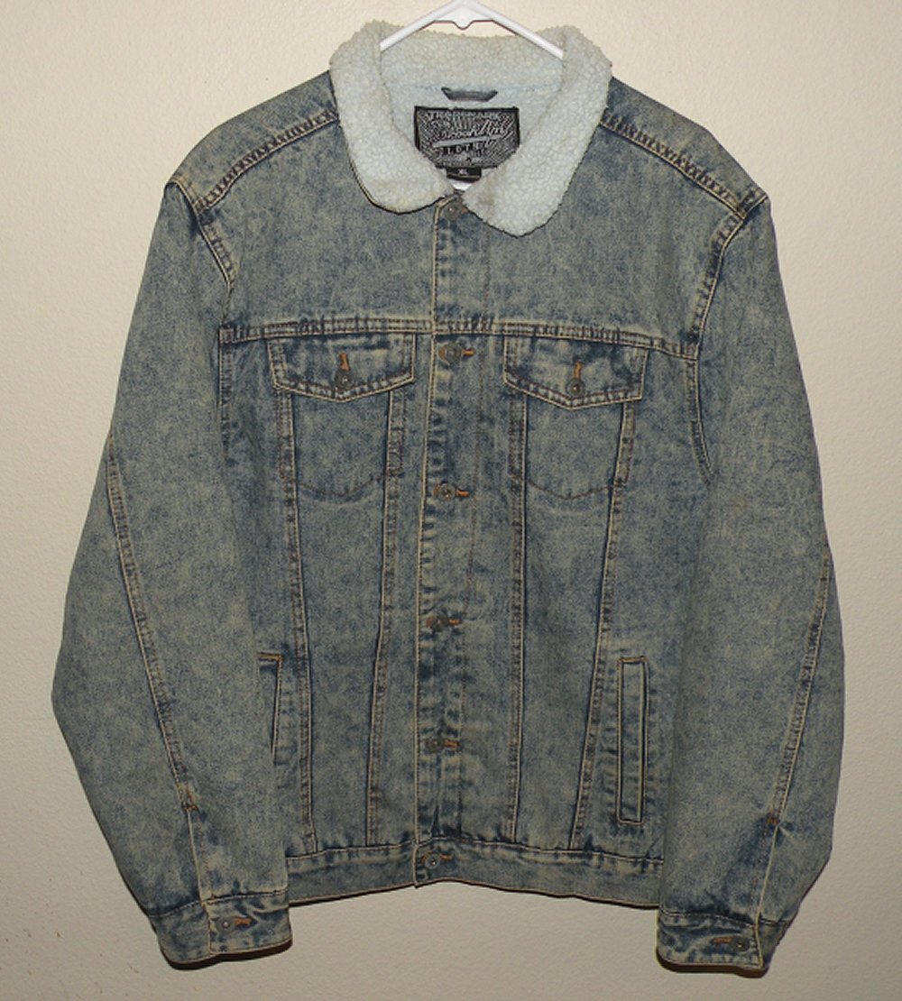 Trademark Brooklyn Cloth Men’s XL Sherpa Lined Denim Trucker Jean Jacket Blue